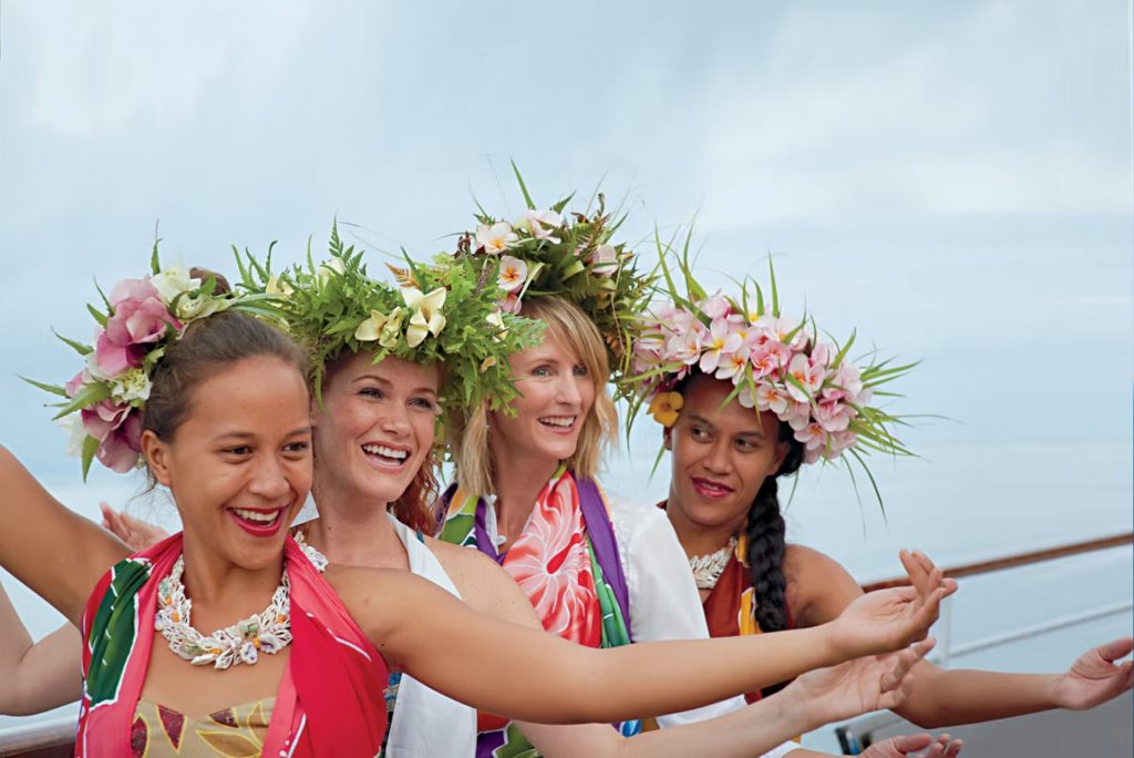 group of women with flower crowns