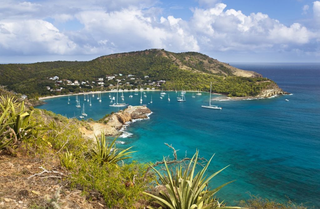 The English harbour in Antigua