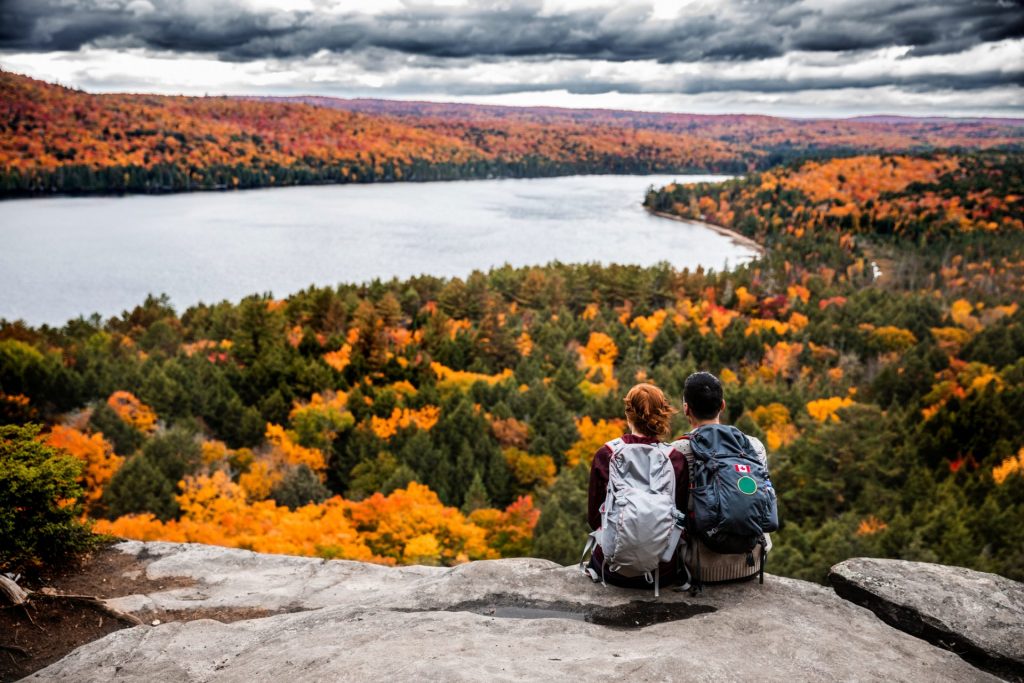 couple hiking in Algonquin Provincial Park