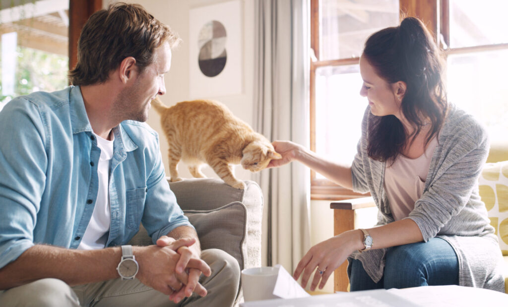 Couple with their cat