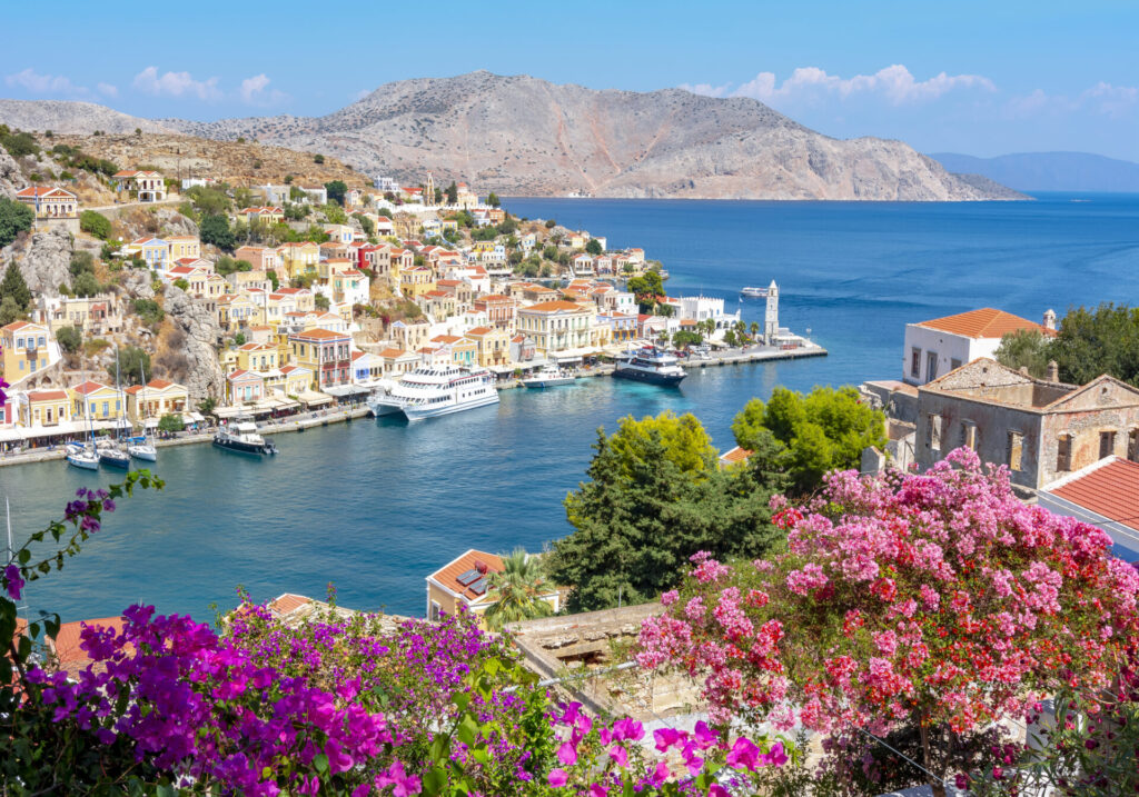 Symi town cityscape, Dodecanese islands, Greece