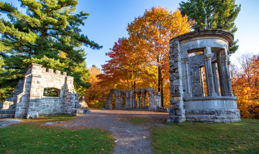 Beautiful abbey ruins in autumn