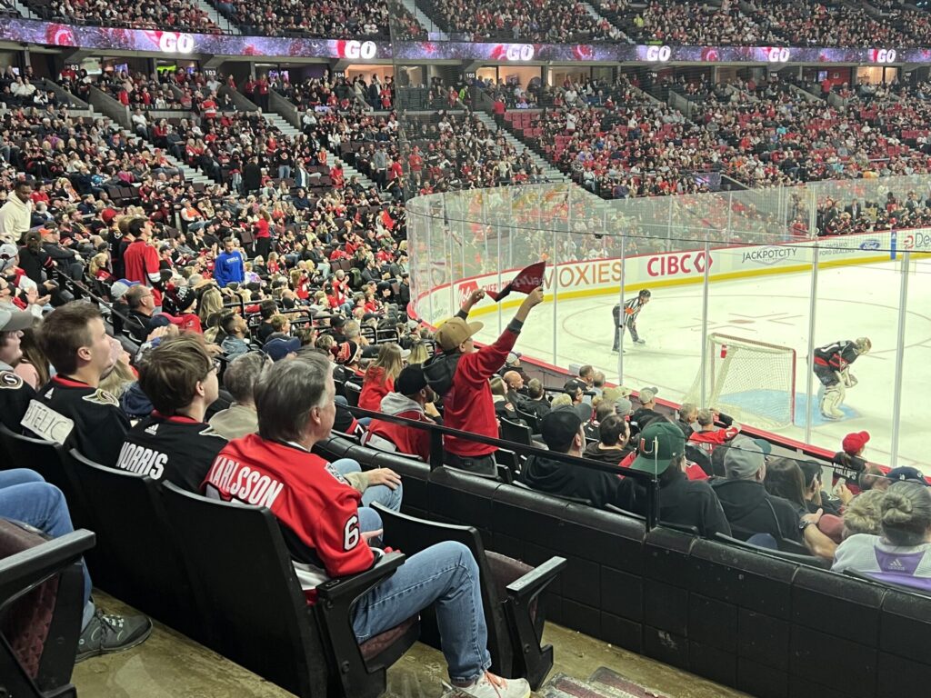 Fans at an Ottawa Senators home game