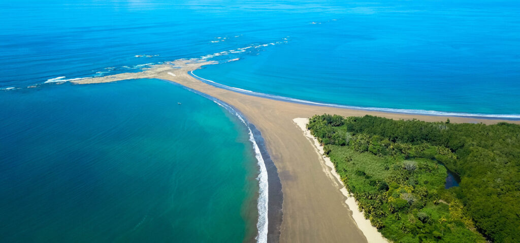 View of the Whale's Tail at the Marino Ballena National Park in Uvita, Costa Rica