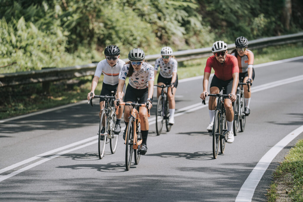 female cyclist leading in rural cycling event