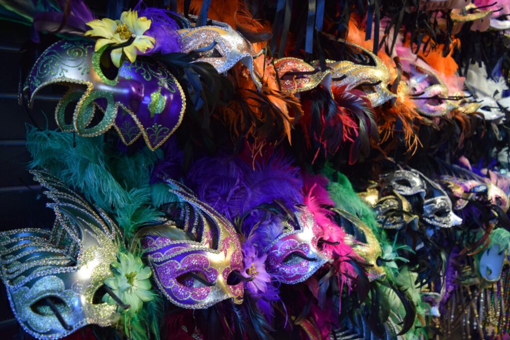 Colorful Mardi Gras carnival masks