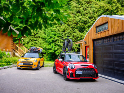 Two MINI COOPER cars on Muskoka vacation