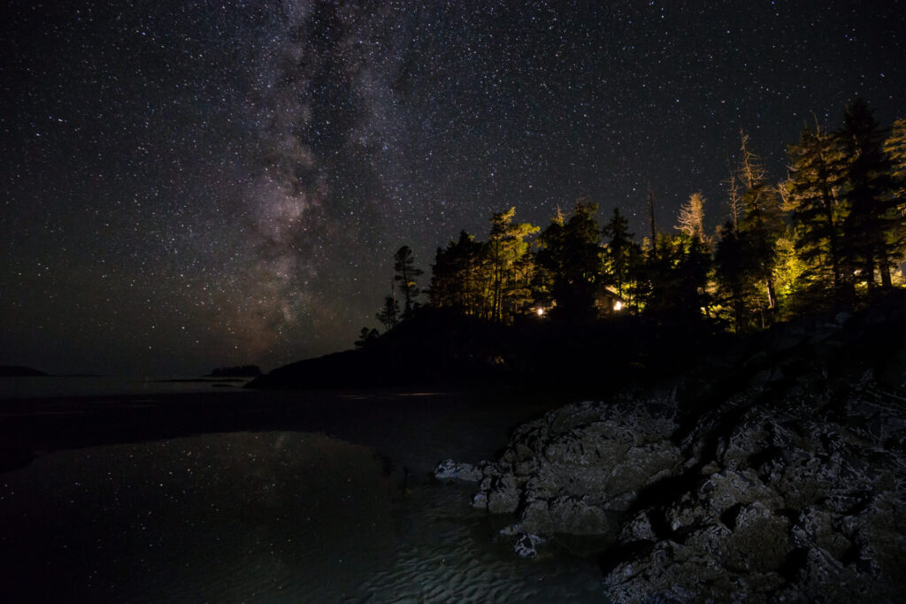 Milky Way viewed at the beautiful beach in Tofino, Vancouver Island, British Columbia, Canada.